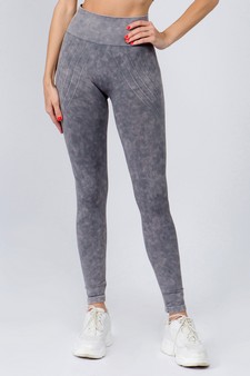 High Rise Stone Washed Vertically Curved Seamless Tights - Matching Top ACT627 style 7