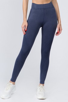 High Rise Ribbed Moto Detail Seamless Tights - Matching Top ACT628 style 3