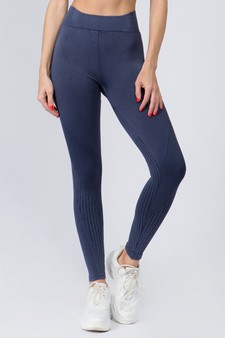 High Rise Ribbed Moto Detail Seamless Tights - Matching Top ACT628 style 4