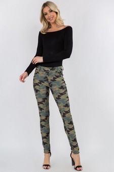 Women's Camouflage 5-Pocket Cotton Blend Jeggings style 4