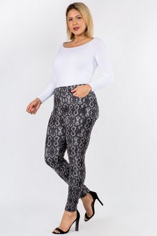 Women's Snakeskin Print 5-Pocket Jeggings style 2