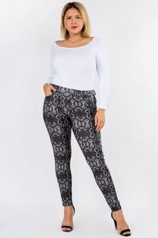 Women's Snakeskin Print 5-Pocket Jeggings style 4