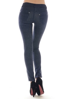 Women's Two Tone Houndstooth Plaid Legging Pants (Blue) style 3
