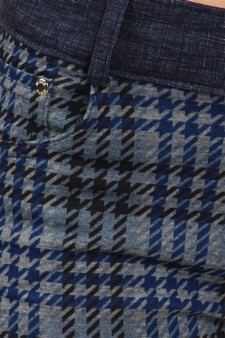 Women's Two Tone Houndstooth Plaid Legging Pants (Blue) style 4