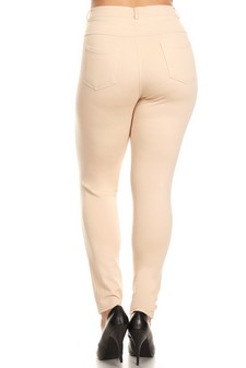 Lady's Mid Rise Ponte Knit Skinny Pants  - Plus style 3