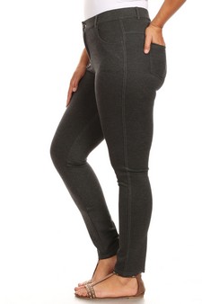 Lady's Mid Rise Ponte Knit Skinny Pants  - Plus style 4