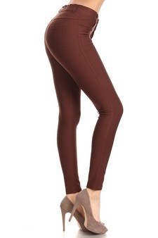 Lady's Mid Rise Ponte Knit Skinny Pants style 2