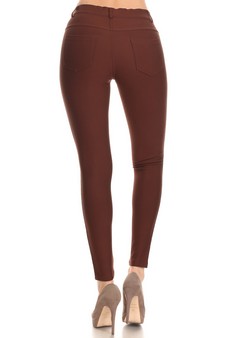 Lady's Mid Rise Ponte Knit Skinny Pants style 3