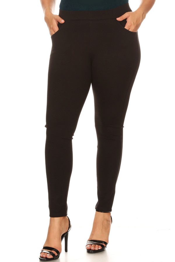 Lady's 4 Pocket Ponte Pants - Plus Size - Wholesale - Yelete.com