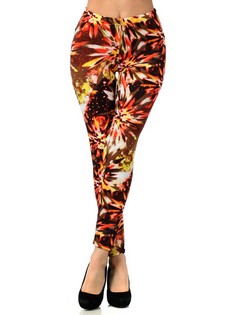Women's Crystal Explosion in Orange Brown Printed Leggings