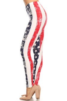 Women's American Flag Printed Peach Skin Leggings
