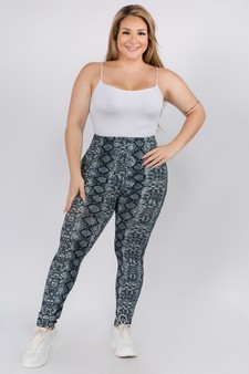 Women's Snakeskin Print Peach Skin Leggings - PLUS SIZE style 4