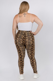 Women's Snakeskin Print Peach Skin Leggings - PLUS SIZE style 3