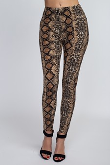 Women's Snakeskin Print Peach Skin Leggings style 2