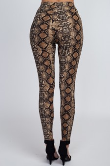 Women's Snakeskin Print Peach Skin Leggings style 5