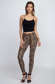 Women's Snakeskin Print Peach Skin Leggings style 7