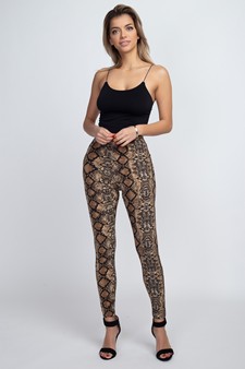 Women's Snakeskin Print Peach Skin Leggings style 8