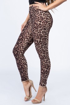 Women's Classic Cheetah Print Peach Skin Leggings style 2