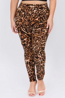 Women's Classic Leopard Print Peach Skin Leggings style 2