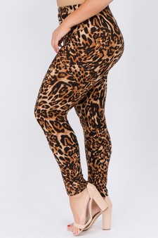 Women's Classic Leopard Print Peach Skin Leggings style 3