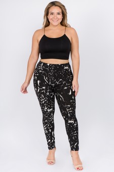 Women's Black/White Leopard Print Peach Skin Leggings style 5