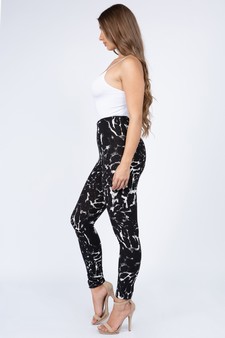 **NY ONLY**Women's Black/White Leopard PrintPeach Skin  Leggings style 2