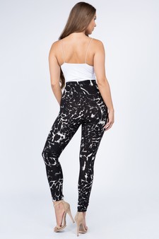 **NY ONLY**Women's Black/White Leopard PrintPeach Skin  Leggings style 3