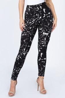 **NY ONLY**Women's Black/White Leopard PrintPeach Skin  Leggings style 5
