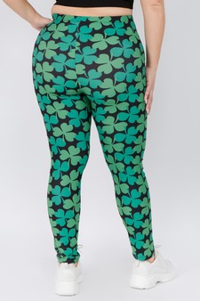 Women's 4-Leaf Clover Print Peach Skin Leggings style 3