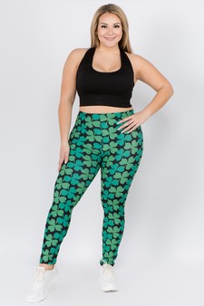 Women's 4-Leaf Clover Print Peach Skin Leggings style 4