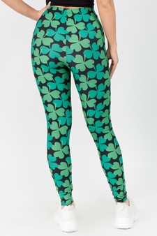 Women's 4-Leaf Clover Print Peach Skin Leggings style 3