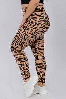 Women's It's a Jungle Tiger Print Peach Skin Leggings style 2