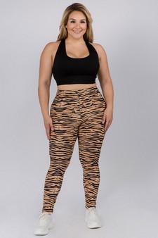 Women's It's a Jungle Tiger Print Peach Skin Leggings style 4