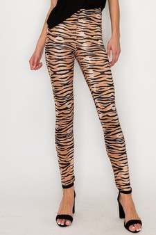 Women's It's a Jungle Tiger Print Peach Skin Leggings