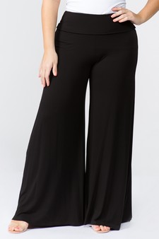 **NY only**  Lady's Mid Rise Wide Leg Pants with Foldable Waistband style 2