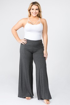 Lady's Mid Rise Wide Leg Pants with Foldable Waistband style 5