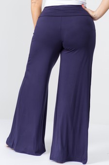 Lady's Mid Rise Wide Leg Pants with Foldable Waistband style 4