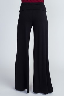 Lady's Mid Rise Wide Leg Pants with Foldable Waistband style 3