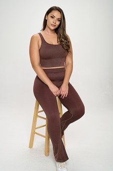 Women's Stone Washed Ribbed Yoga Pants (XL only) style 4