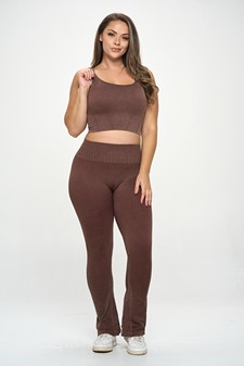 Women's Stone Washed Ribbed Yoga Pants (XL only) style 5