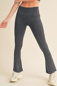 Women's Stone Washed Ribbed Yoga Pants style 4