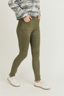Women's Faux Suede Moto Skinny Pants style 2