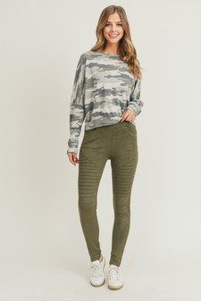 Women's Faux Suede Moto Skinny Pants style 7