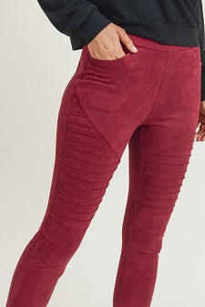 Women's Faux Suede Moto Skinny Pants style 5