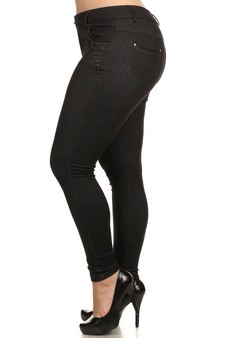 Black Plus Size Jegging with studs style 2