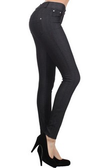 Women's Herringbone Jeggings (Black) style 3