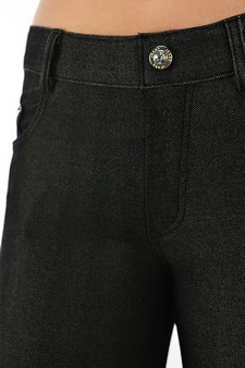 Women's Herringbone Jeggings (Black) style 5