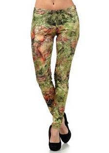 Lady's Flower Gardena with Micro Dots Foil Rose Print Design Fashion Legging