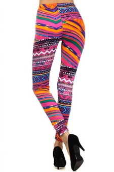 Women's Aztec Striped Printed Leggings style 3