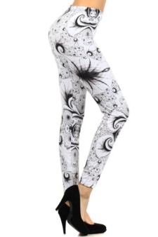 Women's Black and White Web Galaxy Printed Leggings